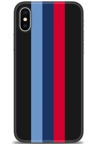 MRCİLETİSİM حافظة آيفون XS مطبوعة بدقة HD - شريط أحمر كلاريت + واقي شاشة كامل