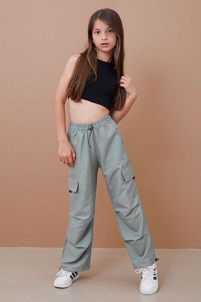 Cansın Mini Girl's Mint Cargo Pants 19044 - Elastic Leg and Parachute Pocket