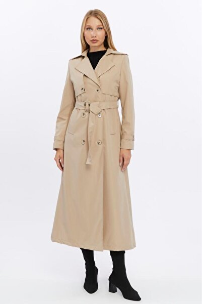 Jamila Long Length Double Cap Women's Trench Jacket