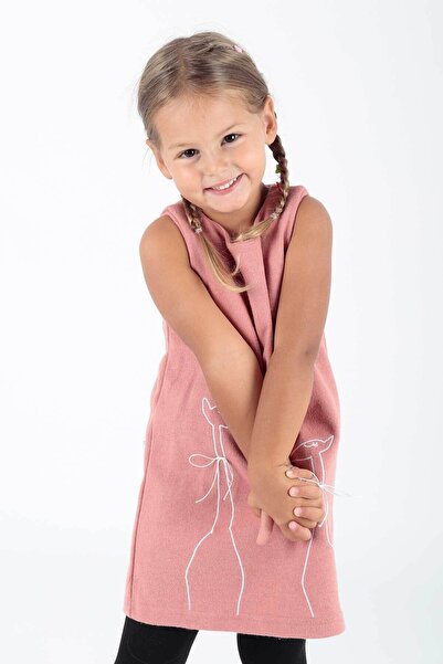 AHENGİM Kids Kız Çocuk Zürafa Baskılı Elbise Ak520567