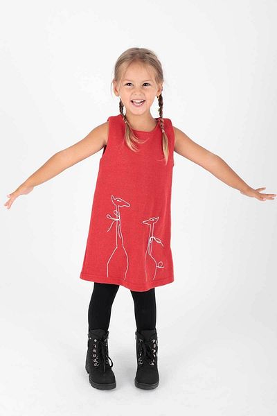 AHENGİM Giraffe Printed Girl's Dress - Ak 520567