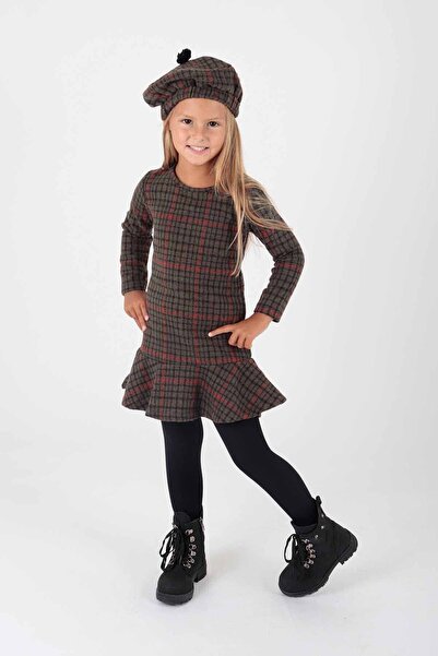 AHENGİM Girl's Trend Dress - Hat and Flounce Ak2200