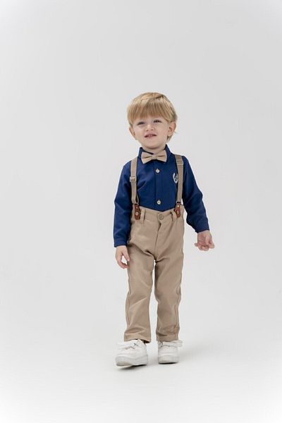 By Terry Boy's Oxford Shirt and Bow Tie Suit-blue