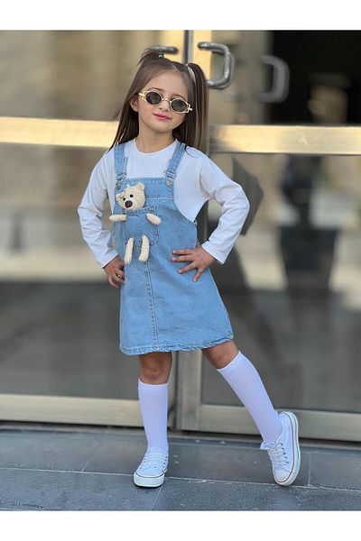 yns coolstar Teddy Bear Jeans cu bretele reglabile Gilet/Rochie din denim