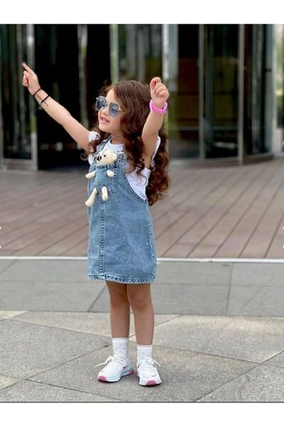 yns coolstar Teddy Bear Jeans Adjustable Strap Gilet / Denim Dress