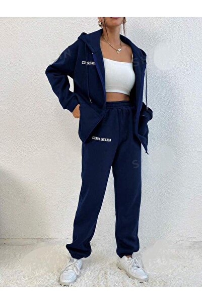 LOUİSA Γυναικείο σετ φούτερ και φούτερ με κουκούλα Navy Blue Sierra Neveda