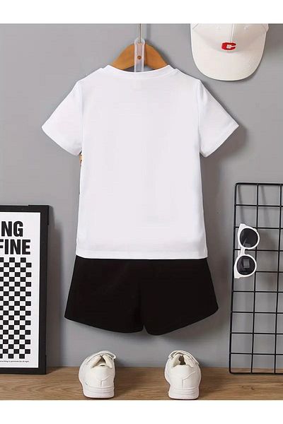 THEKONT Aslann Printed Tshirt-Shorts Top and Bottom Set