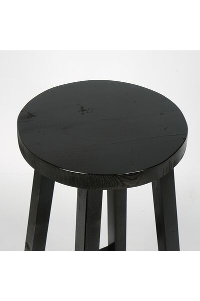 WOODENSA Bar Sandalyesi ,mutfak Sandalyesi Masif Tabure Yuvarlak Bar Taburesi Siyah Pnrr516