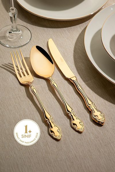 Nehir adriana Titanium - 12 Person 89 Piece Leather Boxed Fork Spoon Knife Set
