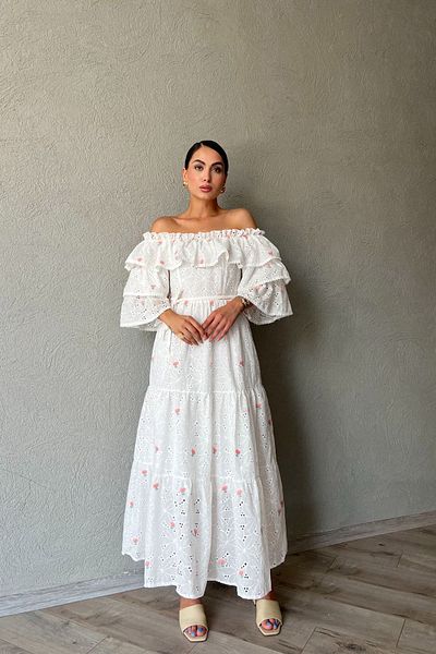 Seda Yalçın Atelier Embroidery Dress - White and Pink Floral Pattern