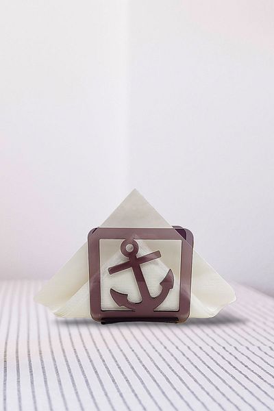 Story Anchor Marine Themed Transparent Gray Smoke Color Acrylic Napkin Holder