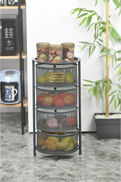 Yıldıray Metal Antrasit Sebzelik 4 Katlı Açılır Kapanır Paslanmaz