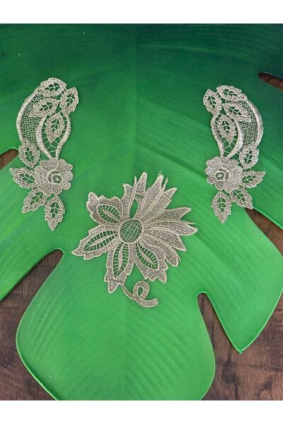 Gönülden Tasarım Σετ 14Χ5 εκ. 3 τμχ Χρυσό Κίτρινο Κέντημα Απλικέ