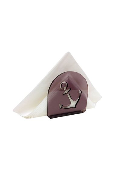 Story Anchor Marine Themed Transparent Gray Smoke Color Acrylic Napkin Holder