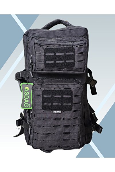 ASDAĞ Lazer Kesim Siyah Askeri Sırt Çantası (55 Litre)