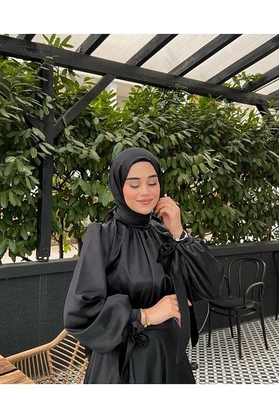 KADNER Janjan Patterned Black Chiffon Shawl - Chic and Elegant