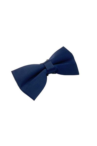 Brianze Satin Bow Tie Navy Blue Solid Color