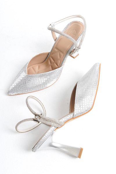 Modabuymus Parsan Silver Stone Stiletto Rochie de seara Pantofi cu toc