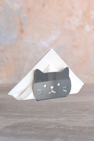 Story Cat Themed Gray Color Acrylic Napkin Holder