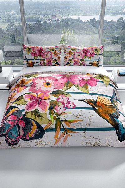 PerlaSera Fly 3d Cotton Satin Double Duvet Cover Set