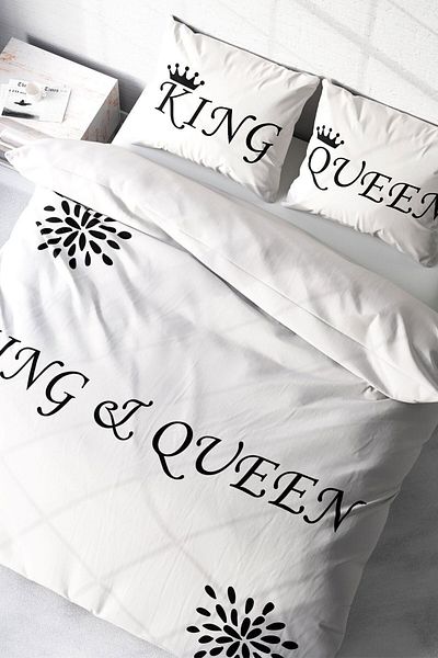 MonoHome 100% Cotton Satin Double Duvet Cover Set with Fitted Sheets White King-Queen