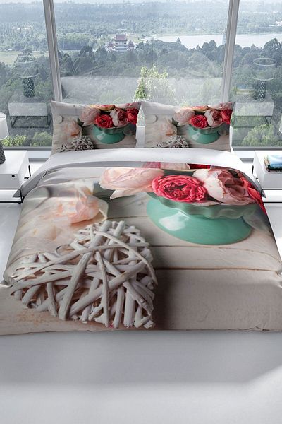 Cattleya Rose Love 3d Cotton Satin Double Duvet Cover Set