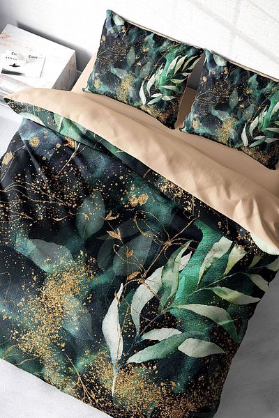 PerlaSera Floral Watercolor 3D Custom Design - Double Duvet Cover Set, Tight Woven Cotton Satin