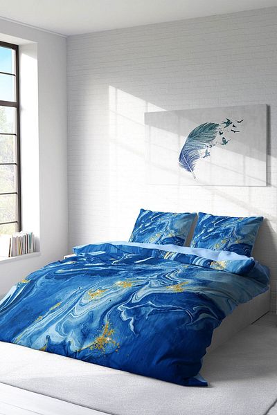 PerlaSera Bluedream 3D Custom Design - Double Duvet Cover Set, Tightly Woven Cotton Satin