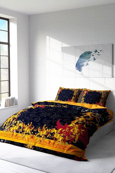 PerlaSera 3D Custom Design - Double Cotton Satin Duvet Cover Set, Golden Baraque