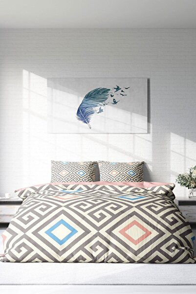 PerlaSera 3D Custom Design - Double Cotton Satin Duvet Cover Set, Geometric Modern