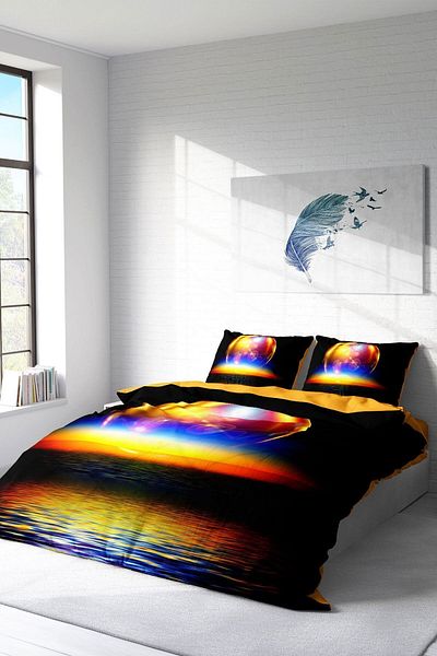 PerlaSera 3D Custom Design - Double Duvet Cover Pack, Tightly Woven Cotton Satin, Color World