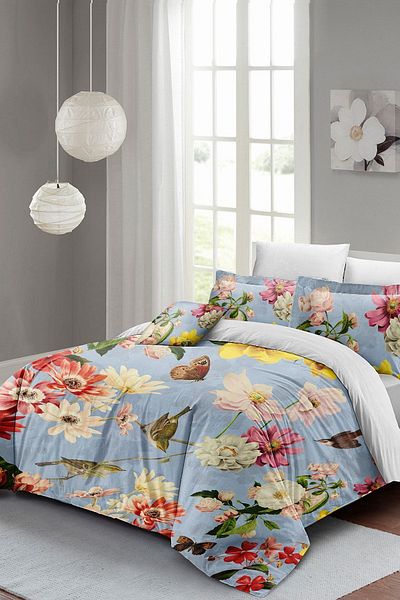 PerlaSera Rose Mix 3D Custom Design - Double Duvet Cover Set, Tightly Woven Cotton Satin