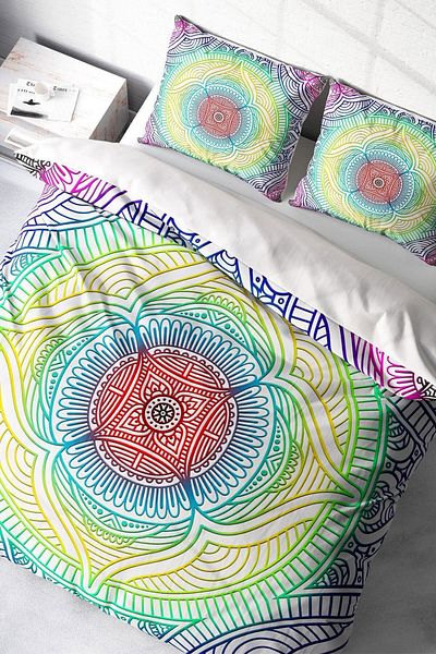 PerlaSera Rainbow Modern 3D Custom Design - Double Duvet Cover Set, Tight Woven Cotton Satin