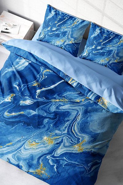PerlaSera Bluedream 3D Custom Design - Double Duvet Cover Set, Tightly Woven Cotton Satin
