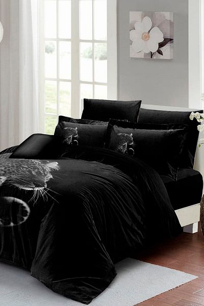 PerlaSera 3D Custom Design - Double Duvet Cover Set, Tightly Woven Cotton Satin, Black Panther