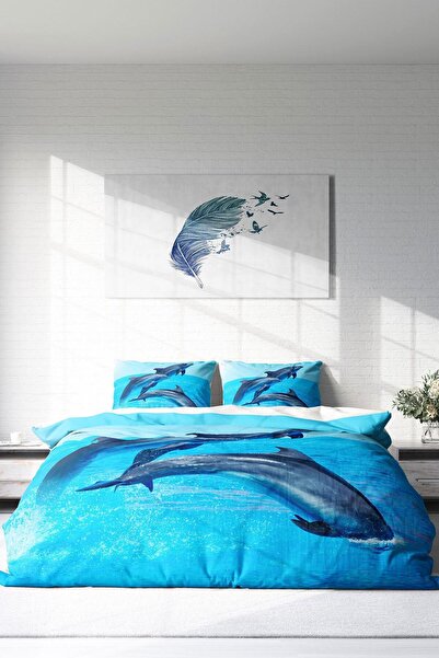 PerlaSera Dolphin3 Двоспальний комплект постільної білизни - щільна бавовняна сатинова тканина, спеціальний 3D-дизайн