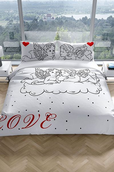 Cattleya Angel 3D Cotton Satin Double Duvet Cover Set