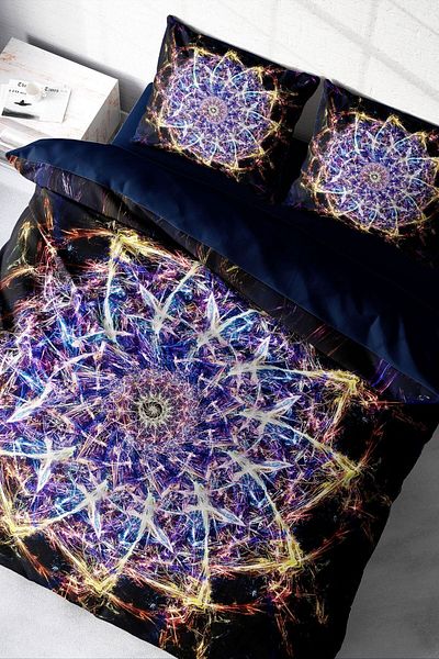 PerlaSera 3D Custom Design - Double Cotton Satin Duvet Cover Set, Mandala 1