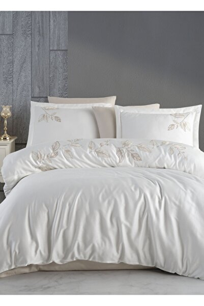 Dantela Tutku Nakışlı Nevresim Takımı - Krem