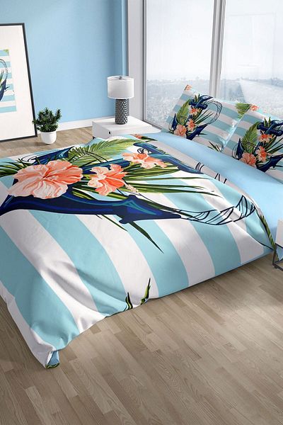 PerlaSera Anchor 3d Cotton Satin Double Duvet Cover Set