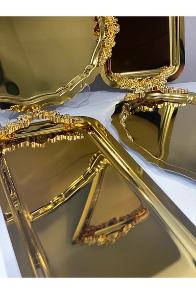 Elzemm store Shiny Gold Oval 2 Pieces Baton - 4 Piece Presentation Tray