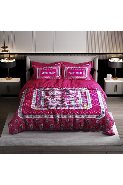 PerlaSera 3D Спеціальний дизайн - Двоспальний комплект постільної білизни, щільна бавовняна сатинова тканина, Red Otantik