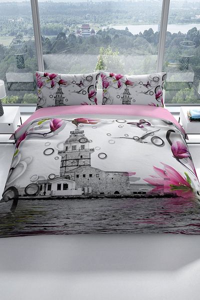 PerlaSera Istanbul 3d Cotton Satin Double Duvet Cover Set