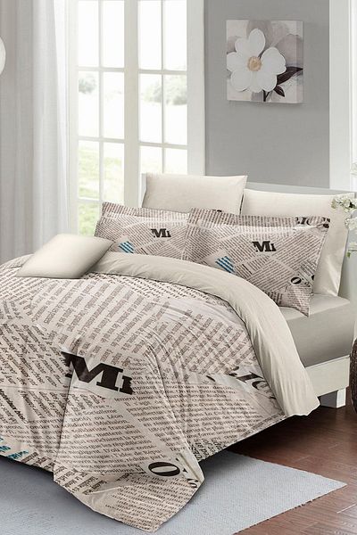 PerlaSera 3D Custom Design - Double Duvet Cover Set, Tightly Woven Cotton Satin Newspaper