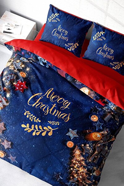 MonoHome Ornament de Anul Nou Crăciun Fericit Set Lenjerie de Pat 3D Dublu Bu...