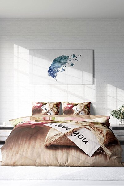 PerlaSera Love You 3D Custom Design - Double Duvet Cover Set, Tightly Woven Cotton Satin