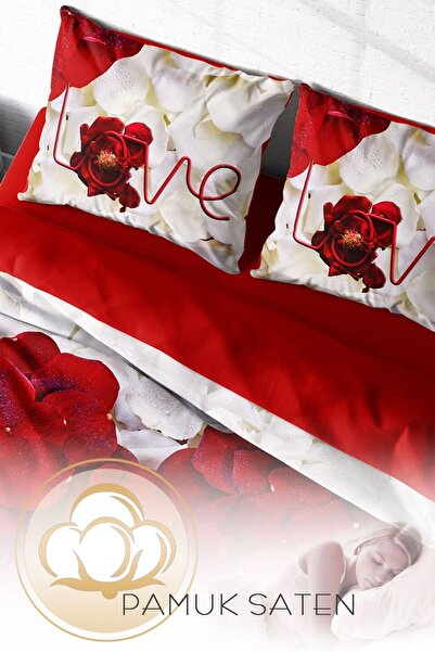 PerlaSera Двоспальний комплект постільної білизни з щільної бавовняної сатинової тканини 3D, спеціальний дизайн Heart Rose