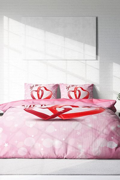 PerlaSera 3D Custom Design for Valentine's Day - Double Duvet Cover Set, Tightly Woven Cotton Satin