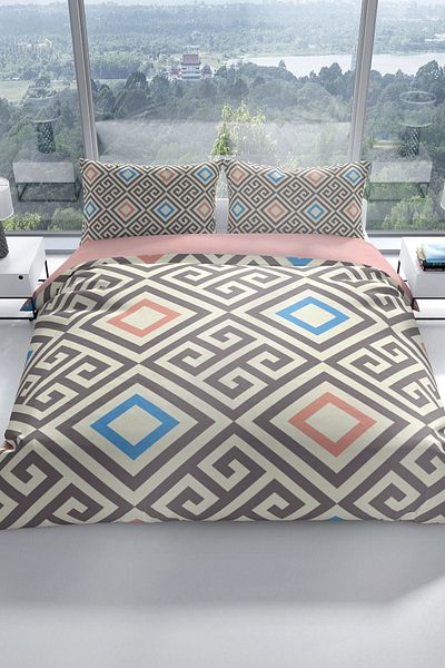 Cattleya Geometry 3d Cotton Satin Double Duvet Cover Set