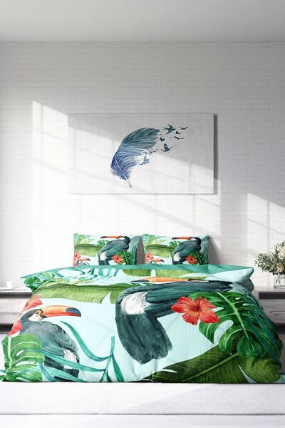 PerlaSera 3D Custom Design - Double Birdie Duvet Cover Set, Tightly Woven Cotton Satin